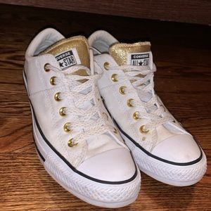 White and gold converse